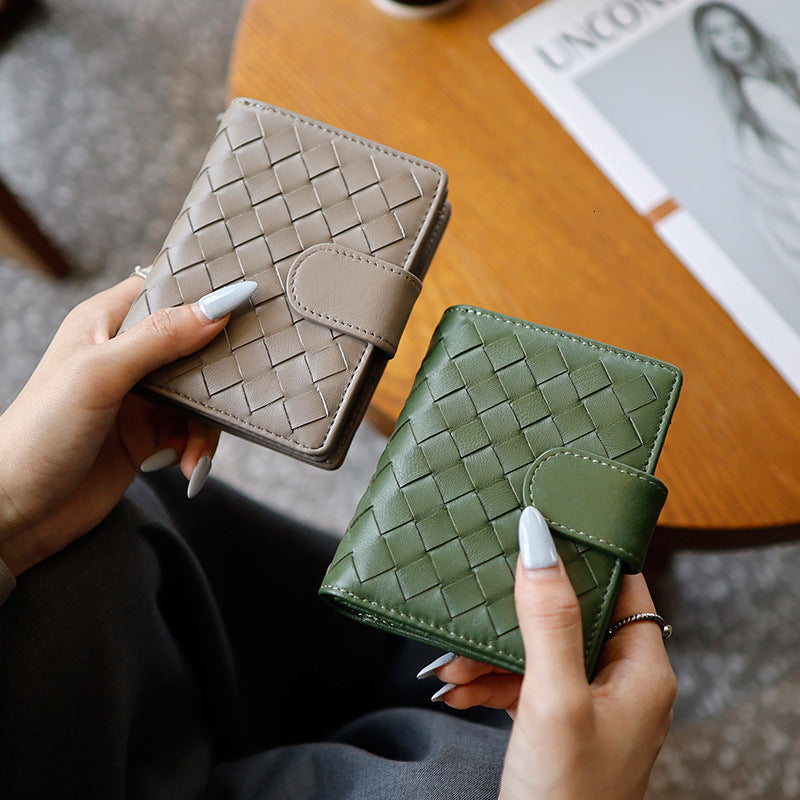 Luxury Brand Designer Bag Wholesale Women&#039;s Wallet Fashion Sheepskin Woven Style Coin Purse Women 80% Off Card Holder Genuine Leather Multi-Car