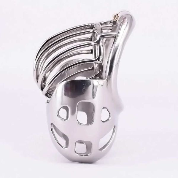 Chastity Devices Male Cock Cage with Scrotum Testicle Pouch Stainless Steel Arc Penis Ring Metal Chastity Devices Bondage Restraints Gear Se