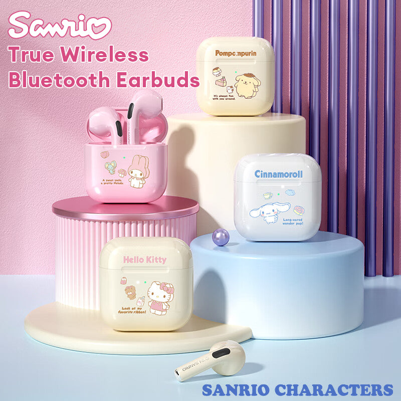 Sanrio Wireless Bluetooth Earphones Semi-In-Ear Call Noise-Canceling Sports Headset EJ-116 Hi-Fi High-Quality Music Earbuds Hello Kitty