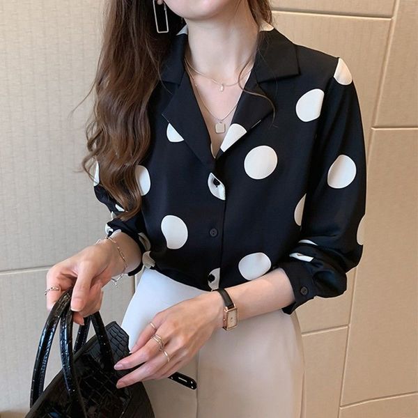 2022 Spring New Autumn Long Sleeve Chiffon Blouses Women Elegant Women Tops Polka Dot Korean Office Lady Shirts Clothing