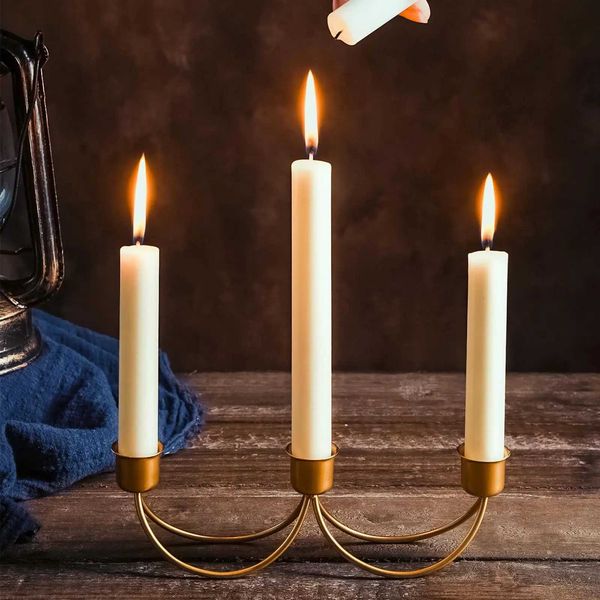 Candle Holders 3 Arms Candle Holder Candelabra Elegant Metal Simple Candle Stands for Banquet Event Anniversary Party Dinning Dining Room J2