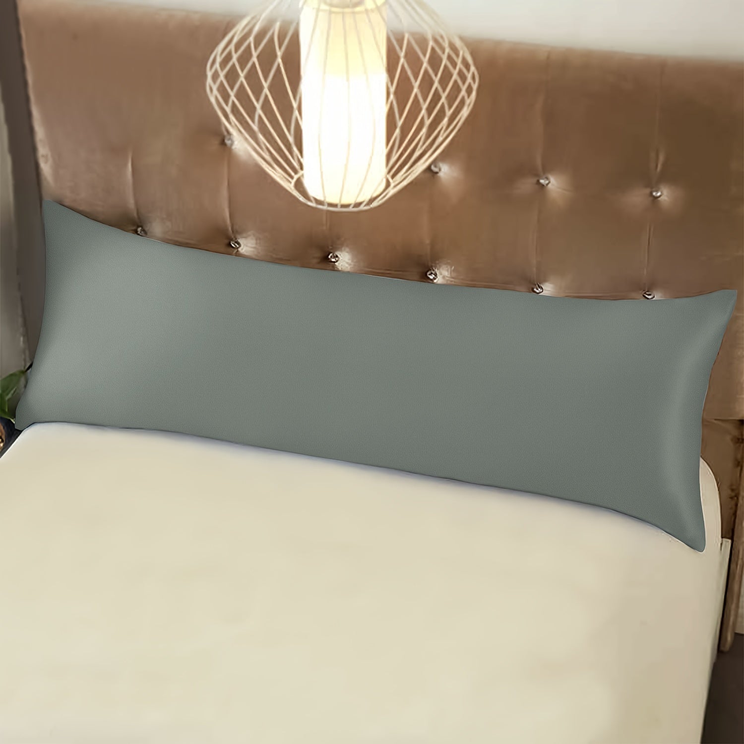 TEMU 1pc Satin Cooling Body Pillowcase, Zippered Solid Color Cover, Machine Washable, Cooling Pillow Cover | Elegant Bedroom Decor | Woven