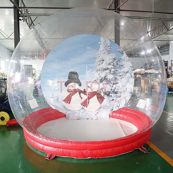 Outdoor activities 4m dia+2m tunnel big Transparent inflatable dome bubble tent snow globe with tunnel Christmas balloon for taking photos 4