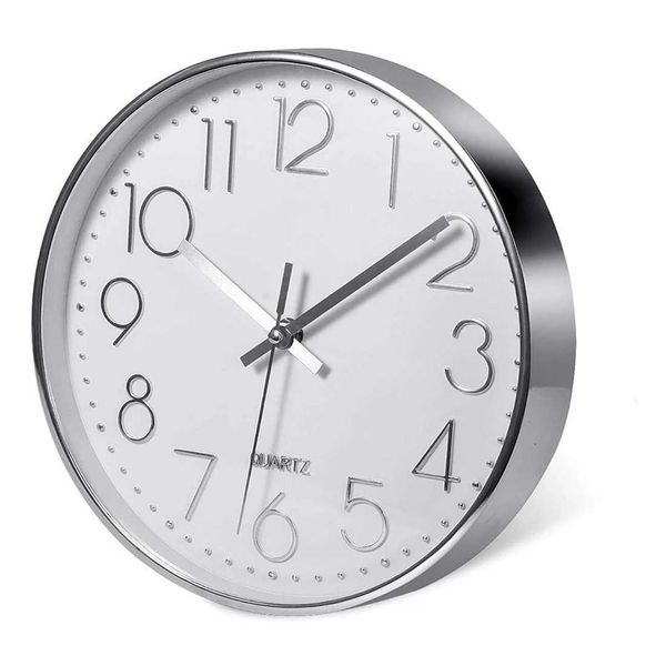 New Arrival Premium Silver Wall Clock Wall Decoration Modern Silent Wall Clock for Home Office Kitchen (25cm Silver) B250212