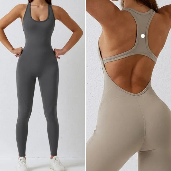 Womens L-8065 Jumpsuits Yoga Outfits lingerie Sleeveless Close Dance Jumpsuit Long Pants Bodysuit Fast Dry Breathable