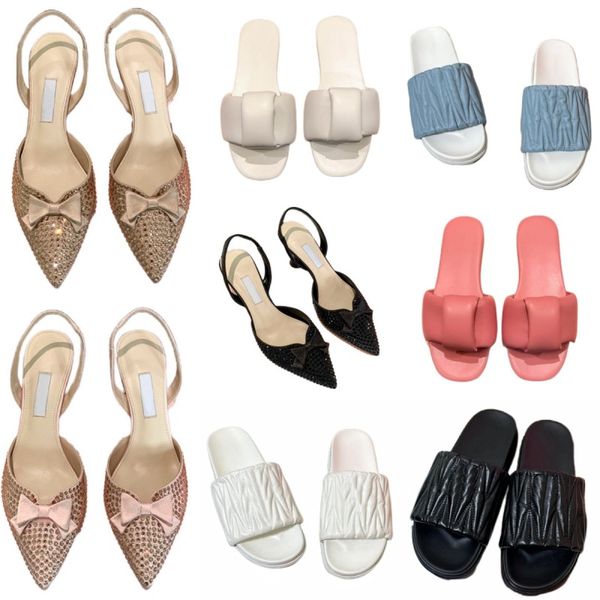 Slippers luxury designer shoes sandals flat pointed rhinestones high heels letter shoes candy jelly shoes outdoor beach shoes one word retro