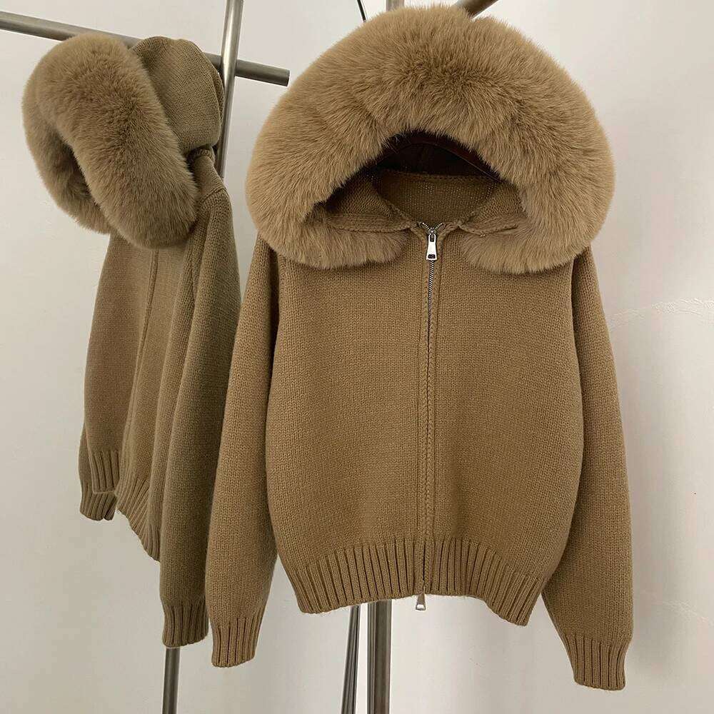 OFTBUY Hooded Oversized Cardigan Women 2025 Autumn Faux Sweater Female Solid Fake Fur Knitting Coat Fashion Loose Knitwear