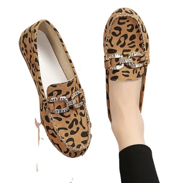 Mulheres de couro Flats feitas à mão femininas sapatos de couro casual Mocassins Modans Prind Print Women Shoes de condução 241126