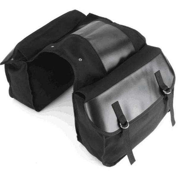 High Capacity Motorcycle Touring Saddle Bag Black Canvas Waterproof Panniers Motorbike Luggage 1PC
