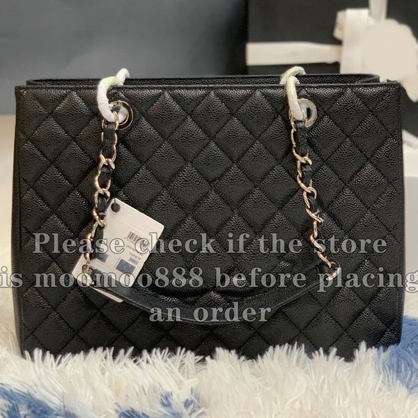 12A All-New Mirror Quality Designer GST Quilted Tote Bag 33cm Womens Medium Genuine Leather Shopping Bag Luxurys Caivar Lambskin Handbags Bl