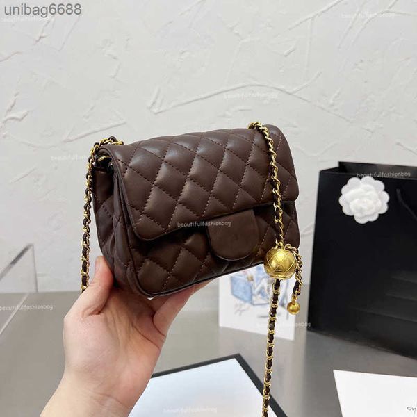 Evening Bags New 2024 Color Designer Shopping Crossbody Diamond Lattice Soft Shoulder Bag Gold Ball Woc Chain Flap Leather Cowhide Hasp Belt