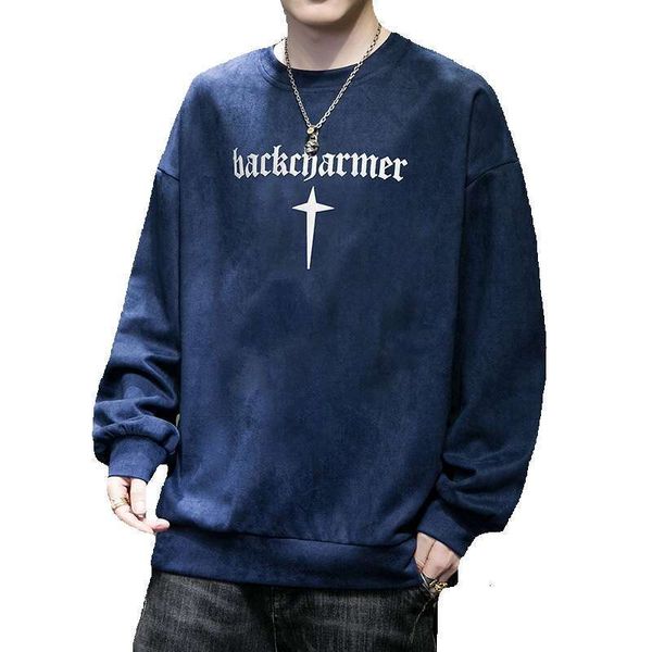 Men&#039;s Hoodie 2024 Spring and Autumn New Fashion Brand Men&#039;s Suede Base Shirt for Outerwear Casual Top Round Neck T-shirt Sweatshir