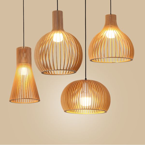 Hand-made wooden birdcage Pendant Lamp Netherlands home decoration E27 pendant light indoor led lighting for dining room bar