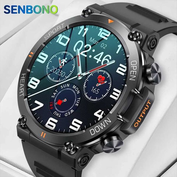 SENBONO Sturdy Mens Military Smart Watch 100+Sports Watch BT Call Waterproof Large Battery Heart Rate Mens Smart Watch X241226
