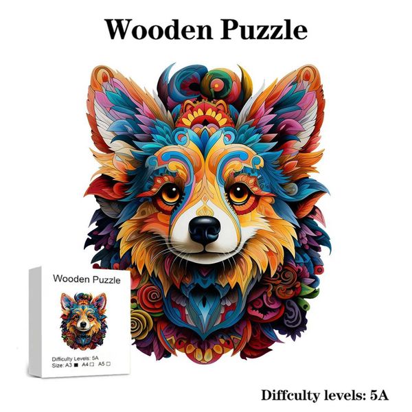 Dog Wooden Puzzles Unique Crafts Interesting Adult and Children Animal Wooden Puzzle Gifts 3D Games Gifts Education Puzzle Y240812