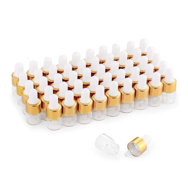 Set 1Ml Gold Mini Brown Screw Cap Glass Bottle For Essential Oils, Chemistry Lab Chemicals And Perfumes