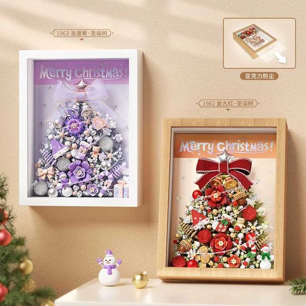 Blocks LOZ Building blocks Christmas Tree series Picture Frame Building blocks Christmas bow bell puzzle home decoration S2412202