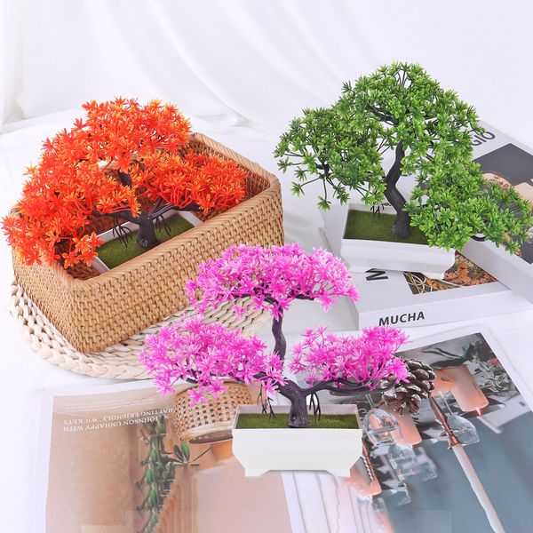 Artificial Plant Artificial Flower Home Decor Bonsai Tree Pot Plant Fake Flower Potted Ornament For Home Desk Garden Decoration