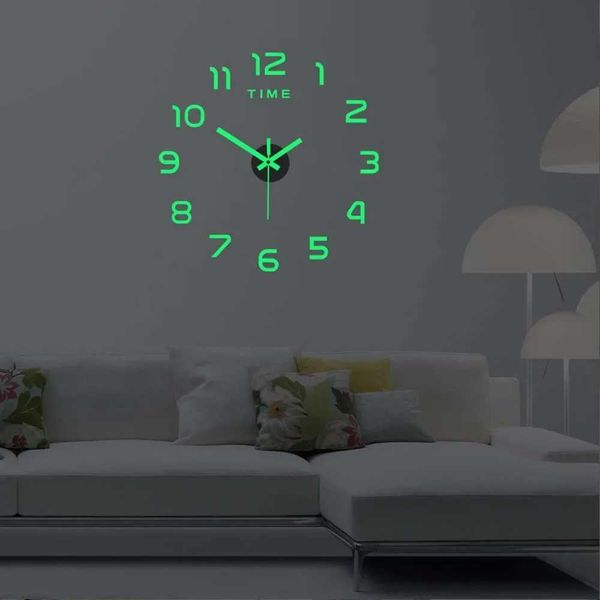 DIY digital wall clock 3D luminous frameless acrylic clock wall sticker for living room bedroom office wall decoration W250107