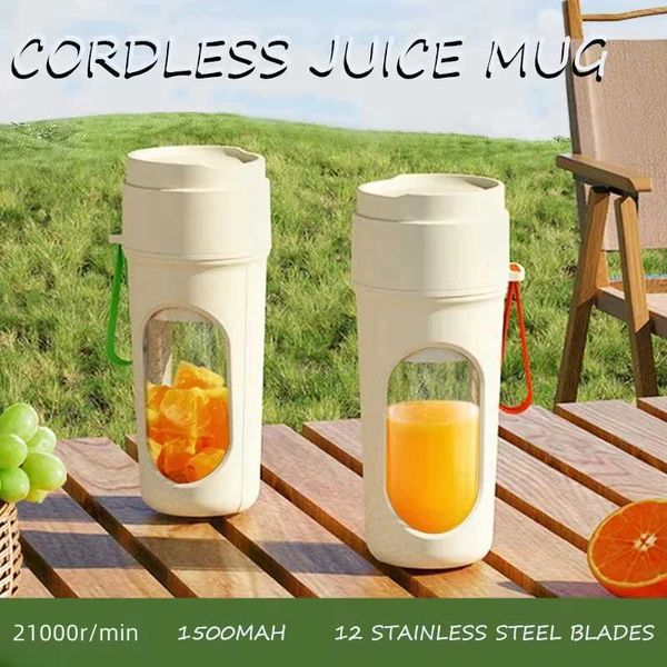 New 12 Blades Electric Portable Juice Mug 450ML Fruit Mixers USB Rechargeable Smoothie Juicer Cup Squeezer Juice MakerXJ241223