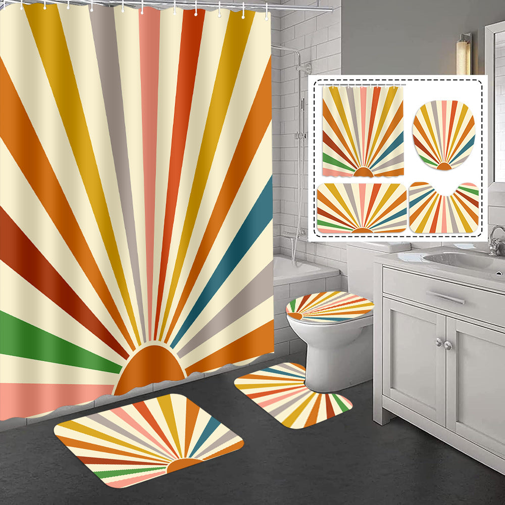 YL-37327 Hot selling shower curtain manufacturer Bomi digital printed polyester shower curtain non-slip mat set