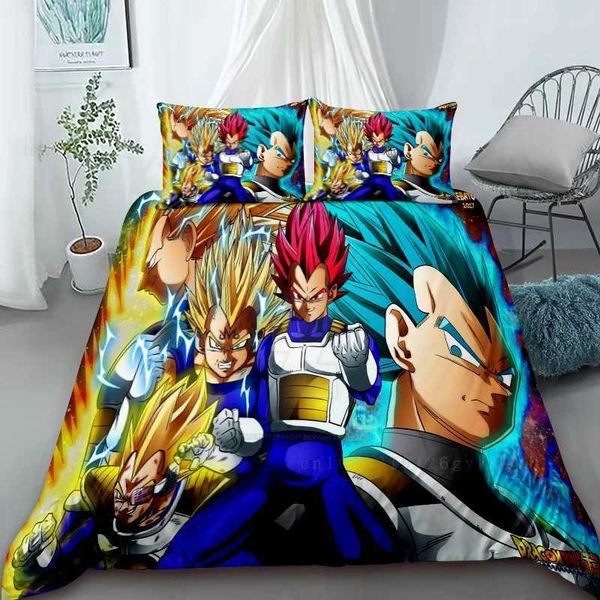 High Quality Duvet Cover COMforter Super Saiyan Bedding Set Anime Cartoon Bed BedroOM HOMe Children Kids Christmas Gifts T250118
