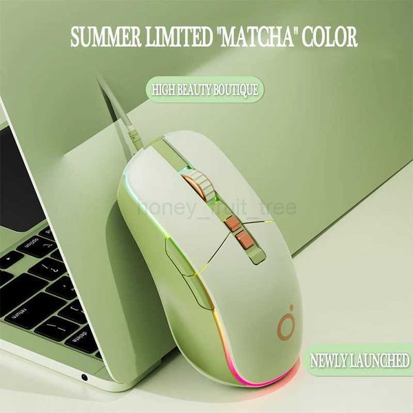 New USB Wired Mouse Ergonomic RGB Backlit Green Mice Silent Optical Girl Gamer Mause for gaming office desktop computer notebookM240725