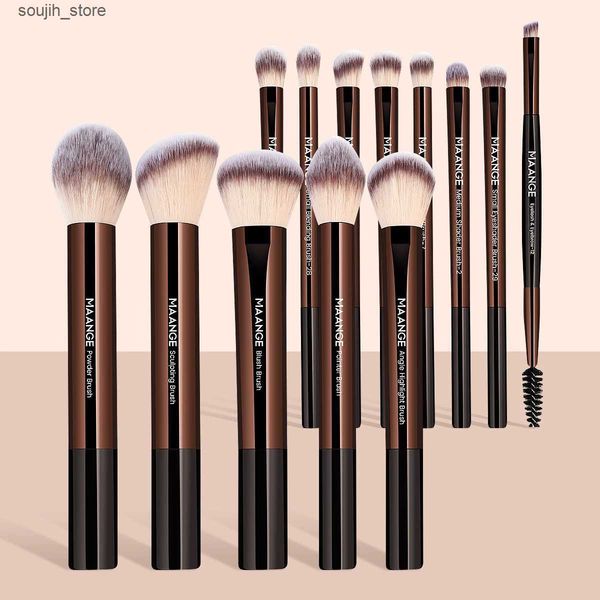Pincéis de maquiagem Maange 13pcs Maghuep Brush Set Foundation Center Center Powder Shushadow Bush Brush Kabuki Blending Cosmetic Beauty Too
