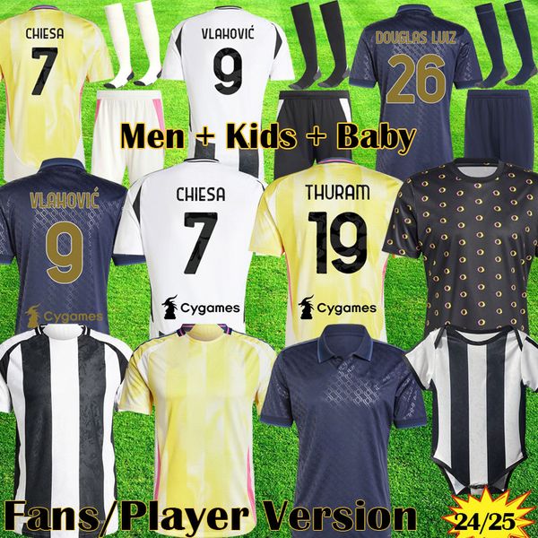 3XL 4XL 24 25 VLAHOVIC Home zebra soccer jerseys MILIK YILDIZ KIT 2024 2025 CHIESA Player Fans Version football shirts LOCATELLI T THURAM Ki