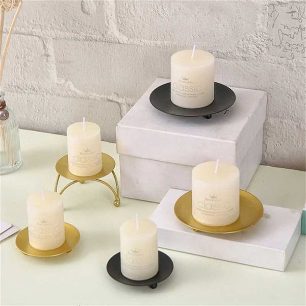 Black Golden Iron Candle Holders Pillar Metal Plate For Wedding Party Festival Candlestick Holder Art Gift Home Decoration 1 PcsC241029