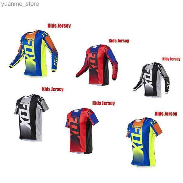 Cycling Shirts Tops Kids Off Road Downhill Jerseys Motocross BAT Mountain Bike DH Shirt Motorcycle Kids Cycling Jerseys Y240410