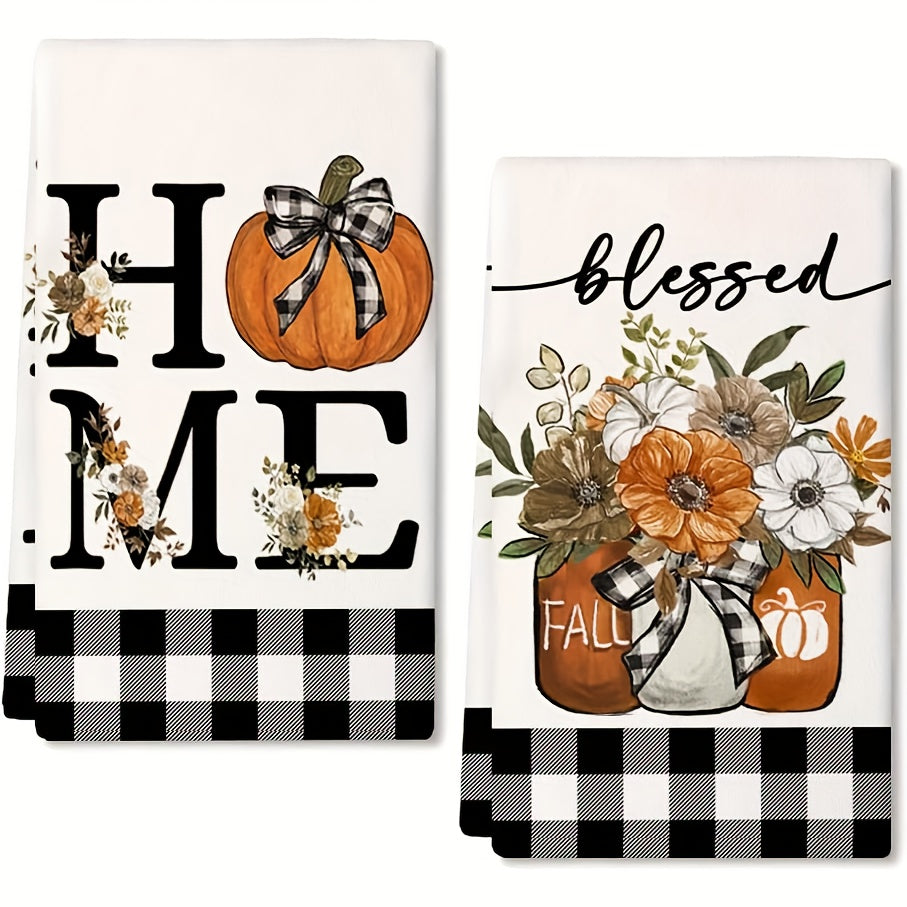 TEMU Fall Kitchen Towels, Suitable For Fall Decoration, Black Vase Autumn Dish Towels 16x24 Inches Set Of 2, Farmhouse Home Thanksgiving Harvest