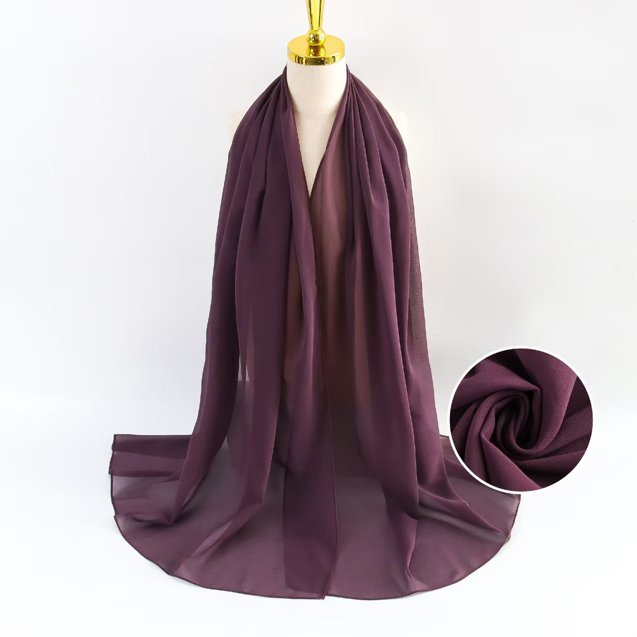 T1291 Pearl Chiffon Scarf Women&#039;s Solid Color Bubble Scarf All-match Head Scarf Malaysian Silk Scarf