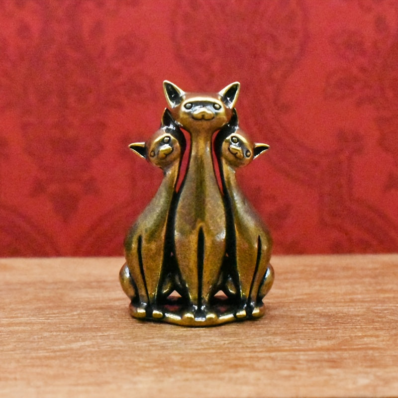 TEMU A Vintage Brass Cat Figurine, Perfect As A Tea Pet Or Animal Ornament, Suitable For Decorating Office Desks, Bookshelves, Living Rooms, And