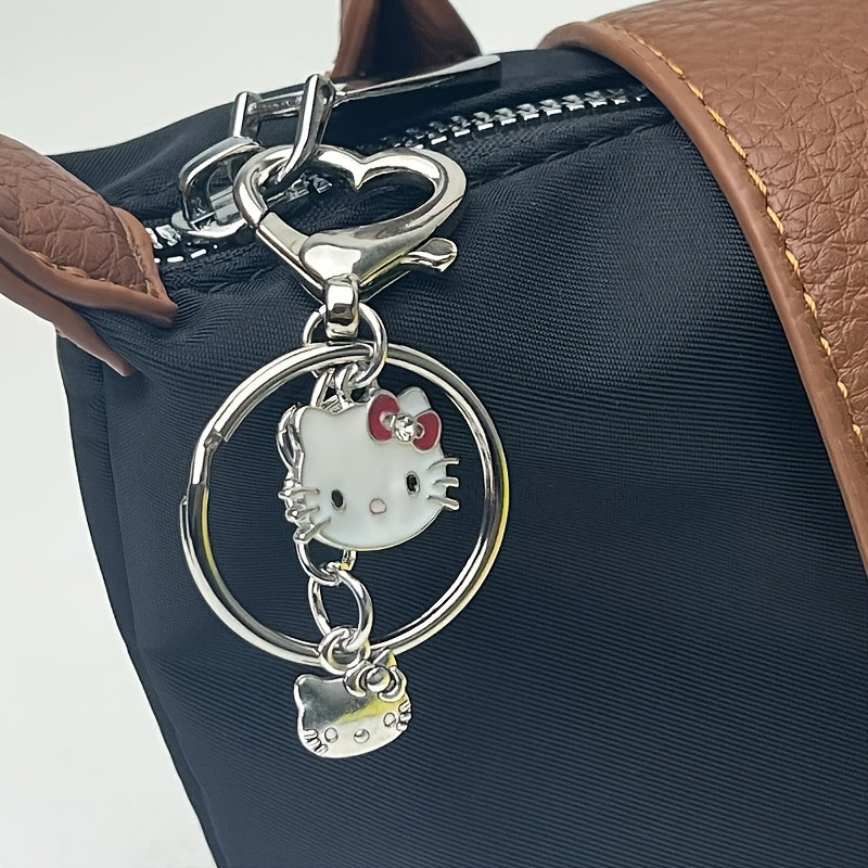 TEMU Official For Hello Kitty Keychain - Cute For Hello Kitty Face With Heart Charm, Durable Metal Key Ring For Women, S, Backpacks, Bags, Car Keys -