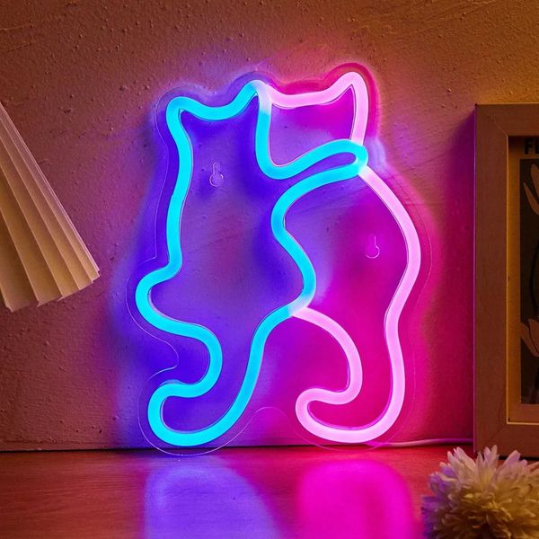 Anime Cat Dog Neon Sign for Wall Art Arcade Decor LED Night Lights Home Decor for Game Room SignBedroom Living Room Bars M250118