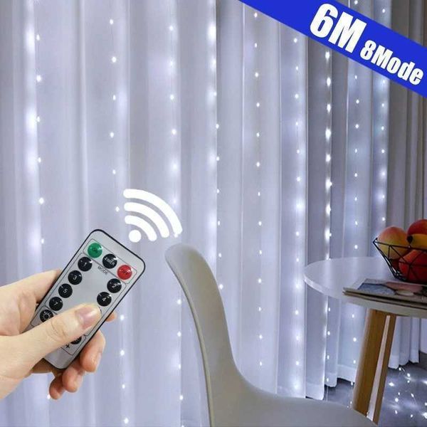 6-4-3M curtains garden LED string lights holiday decorations USB remote control holiday lights for bedrooms homes and outdoor use Y240927
