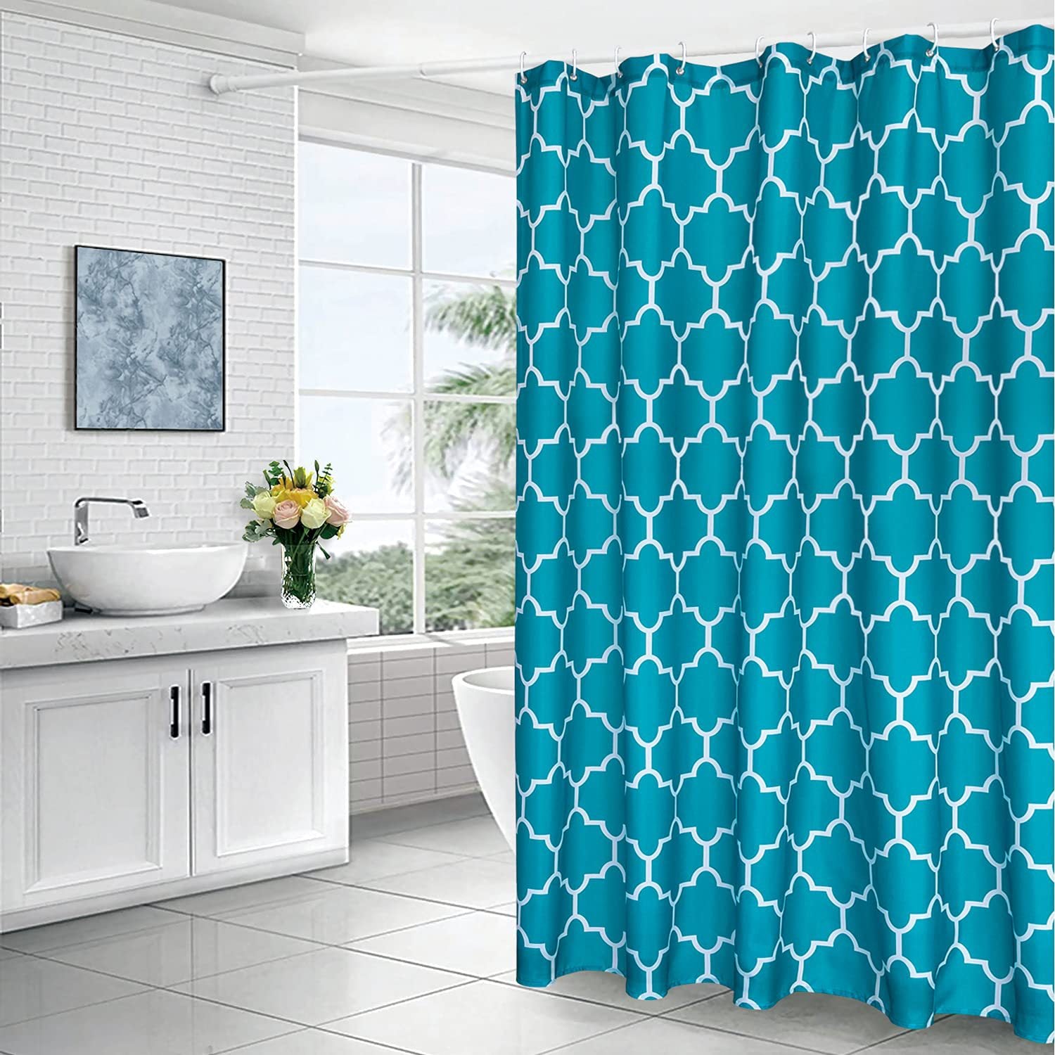 YL-37022 Manufacturer Spot Digital Printed Fabric Shower Curtain Waterproof Thickened Bathroom Partition Curtain with Hook