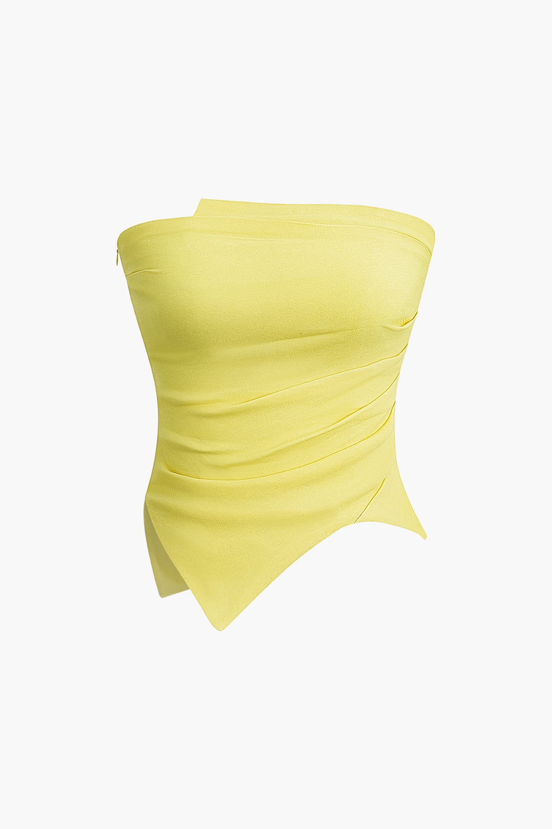 Ruched Asymmetrical Crop Tube Top