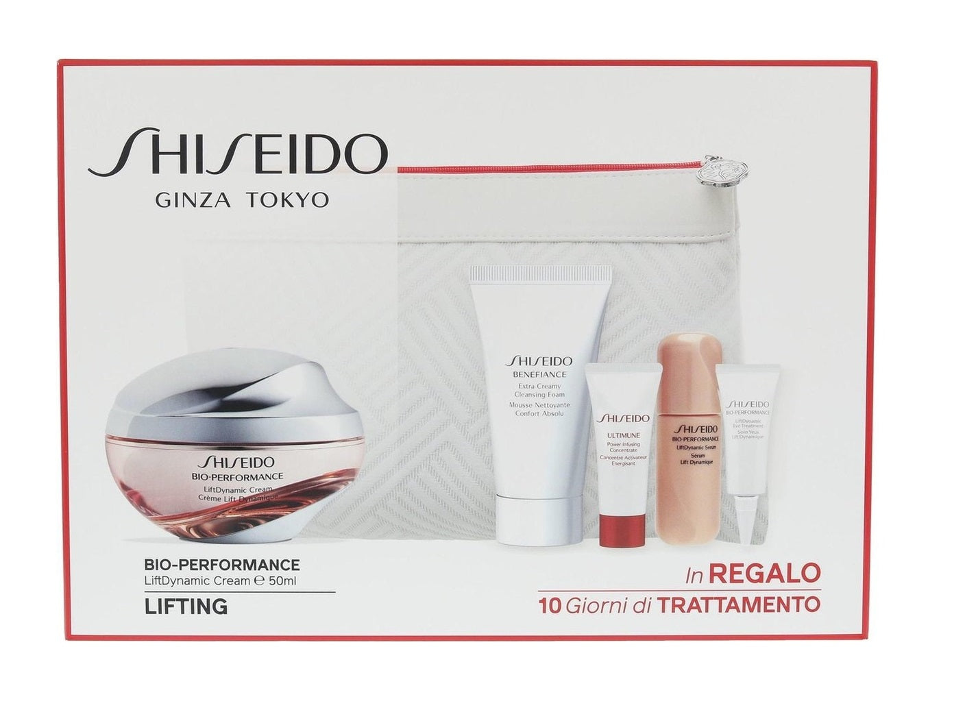 Ginza Tokyo sæt Shiseido: Bio-Performance Revitalizing Day Cream for the Face 50 ml + Cleansing Foam for Men 30 ml + Ultimune Infuser Serum 5 ml + Bio