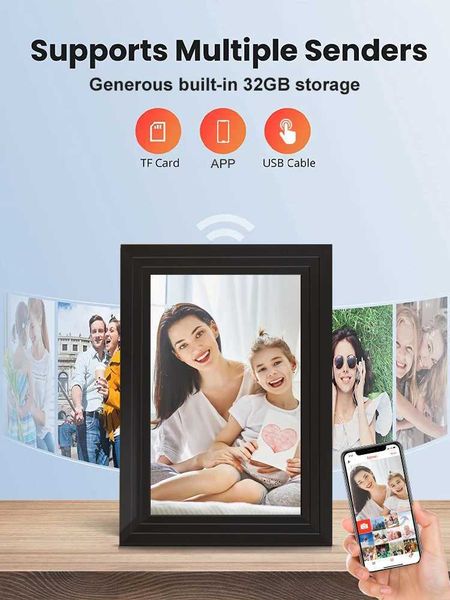 Newest 10.1 Inch Smart WiFi Digital Photo Frame 1280x800 IPS LCD Touch Screen Built in 32GB Memory Good Gift T250118