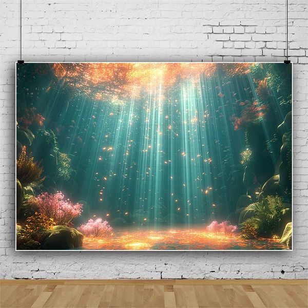 Background Material Underwater World Photography Background Backdrop Poster Aquarium Starfish Sea Anemone Blossom Decoration Studio Props