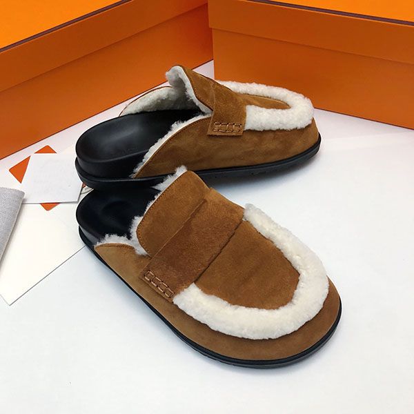 Cotton slippers women snow boots Suede Fur Sheepskin warm casual indoor pajamas party wear non-slip cotton drag shoes size 35-41