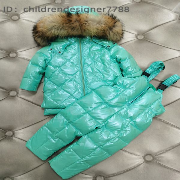 Hot stamping series children&#039;s winter jackets, snow clothes, girls&#039; duck down coats, boys&#039; leather collar coats, children&#03