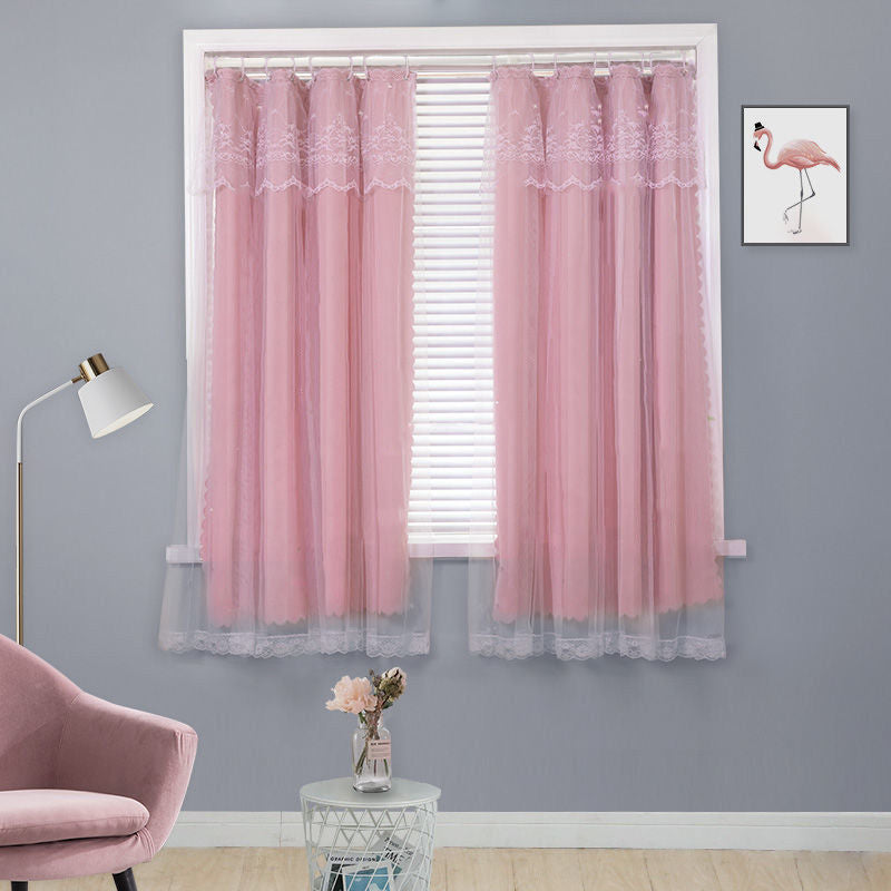 YL-36867 Punch-free installation simple curtain blackout cloth sunshade with rod small short window door curtain rental house partition curtain