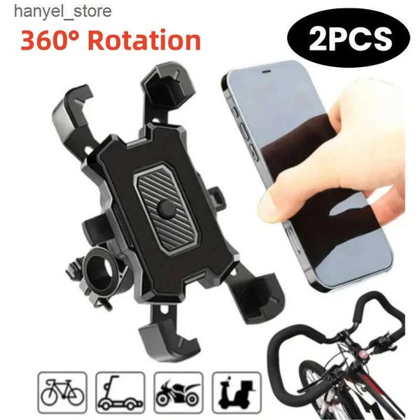 Cell Phone Mounts Holders 2PCS 360 Rotating Adjustable Bicycle-Motorcycle Phone Stand - Shock resistant Anti slip Phone Stand - Durable Abs