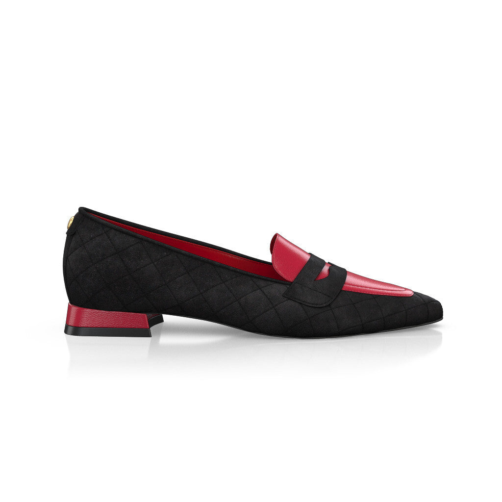 Chaussures plates pointues Femme Faites main en Italie en Cuir Noir - Sur Mesure, Petit, Perles - GIROTTI 65973