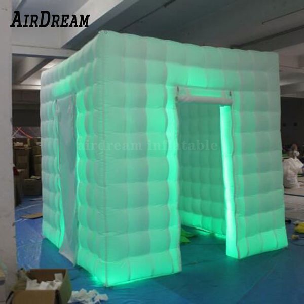 Wholesale Wholesale The Selfie Portable white Inflatable Photo booth Photobooth Cabin with Full LED Around Cube Photos tent For advertising