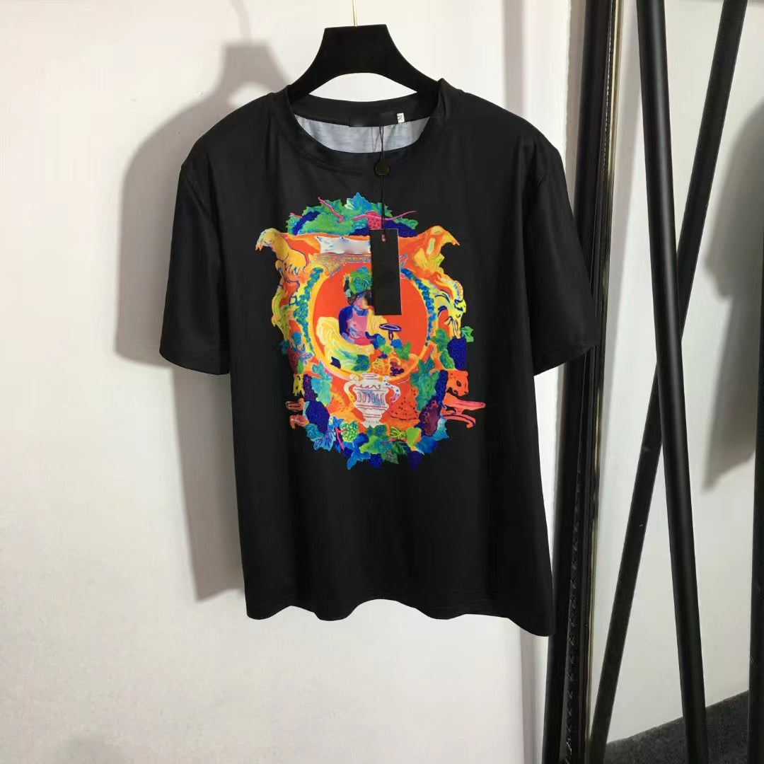 22 Designers T-shirts Fashion T Shirts Mens Women Vintage mixed color European style printed short sleeve T-shirt golden S-XXL