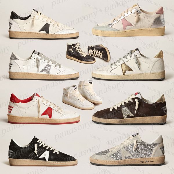 Women Man Casual Shoes Designer Sky Star High Sneakers Basketball Shoes With Signature On The Ankle Silver Glitter Classic Do-old Dirty Ball